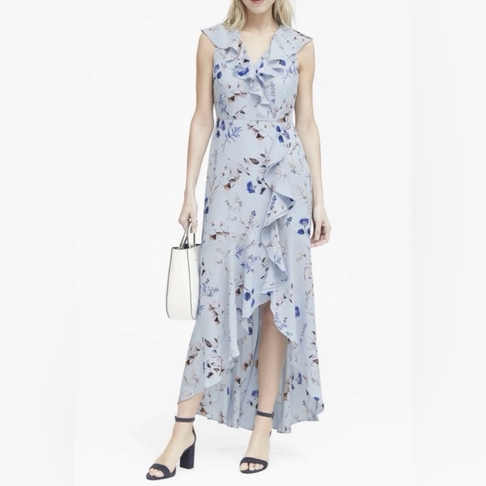 Banana Republic Light Blue Floral High-Low Dress - Picture 5 of 5